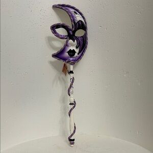 Purple Venetian Moon Mask on Decorative Handle